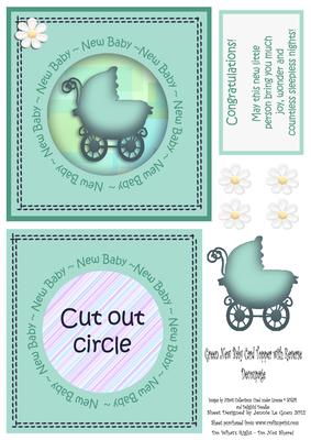 Square Reverse Decoupage/ Aperture New Baby Card 2
