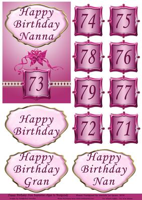 Happy Birthday Nan with Septarian Ages in Burgunday
