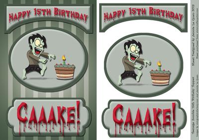 Teenage Zombie 15th Birthday Topper
