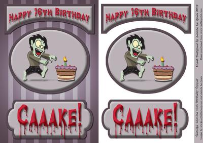 Teenage Zombie 16th Birthday Topper