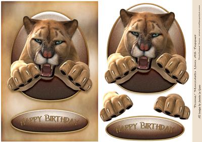 Puma (mountain Lion) A5 Birthday Topper