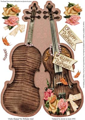 Violin Shaped Dl Birthday Card