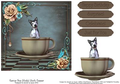 Teacup Pup (husky) 7 Inch Topper