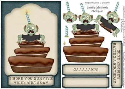 Zombie Cake Smash Humorous A5 Topper