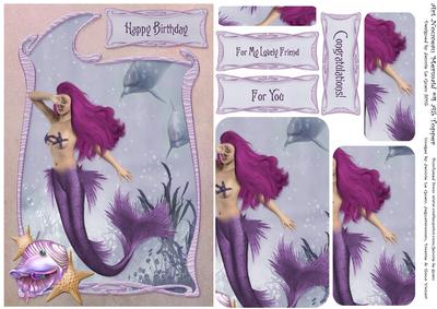Art Nouveau Mermaid #4 A5 Topper