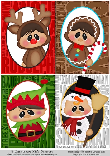 4 Xmas Kids Toppers