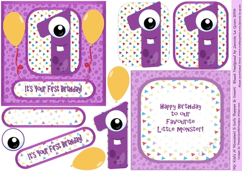 My Kids A Monster! 1st Birthday 5inch Topper and Insert