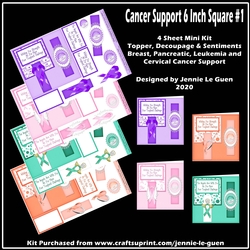 Cancer Support 6 Inch Suqare Toppers Set 1
