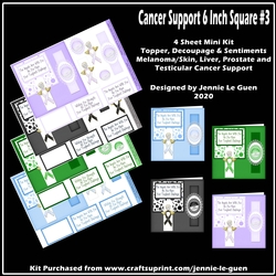 Cancer Support 6 Inch Square Toppers set 3