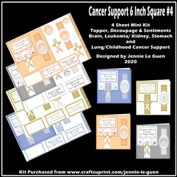 Cancer Support 6 Inch Square Toppers set 4