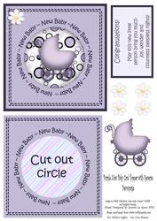 Square Reverse Decoupage/ Aperture New Baby Card 1