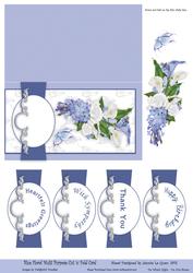 Blue Floral Multi Purpose Cut 'n' Fold Card
