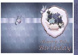 Pretty 50th Birthday Cut 'n' Fold Card