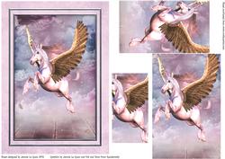 Pink Flying Unicorn A5 Pyramid Topper