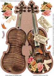 Violin Shaped Dl Birthday Card