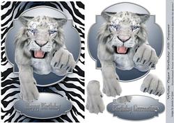 White Tiger Birthday A5 Topper