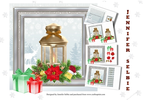 Christmas Candle in Frame with parcels