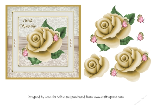 Rose and Butterflies Sympathy Card
