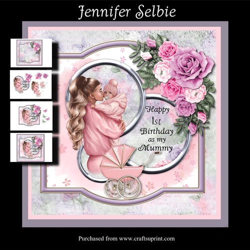 Mummys 1st Birthday Card - Girl
