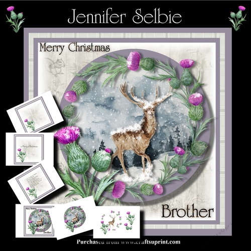 Deer in the snow with thistles for Brother