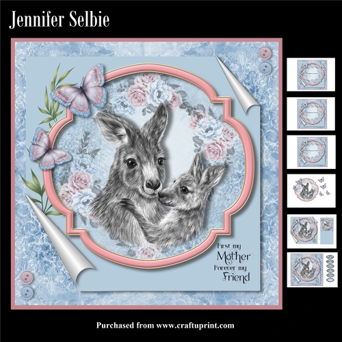 Mothers Day  - Kangaroo and Baby in Pink and Blue