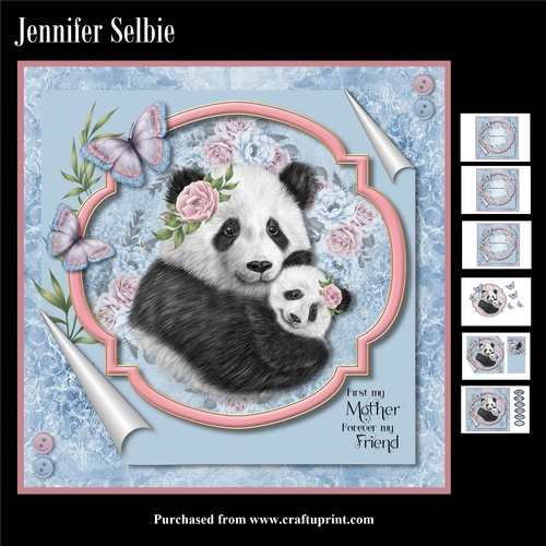 Mothers Day - Panda and Baby in Pink and Blue