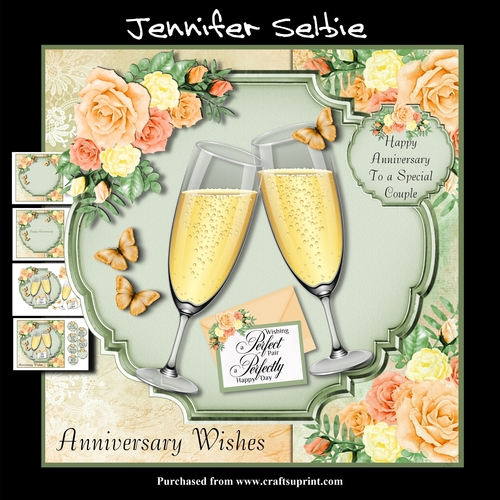 Wedding Anniversary in Peach and Green