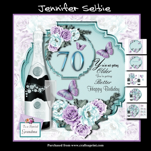 Female 70th Birthday in Teal and Lilac