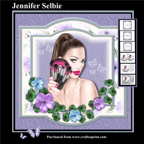 Girl with makeup on purple background