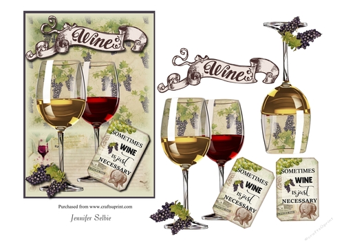 Glasses of Red and White Wine 5 x 7