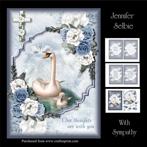 Swan and Cygnet Sympathy Card