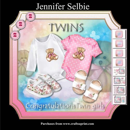 New Twin Baby Girls with Teddies