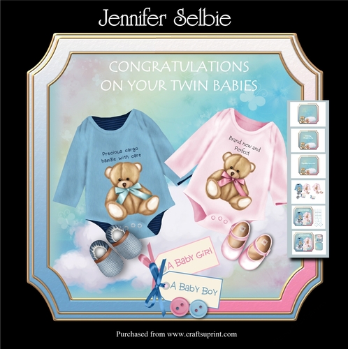 New Twins Boy/Girl Teddy bear Bodysuits
