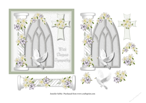 Arch with Lilies on Pillar Sympathy Card 6 x 6