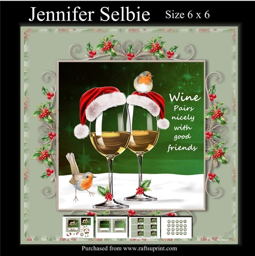 Wine pairs nicely with friends size 6x6