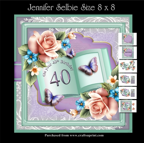 40th Female Birthday Book in Lilac and Min