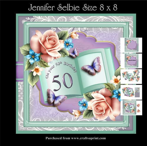 50th Female Birthday Book in Lilac and Min