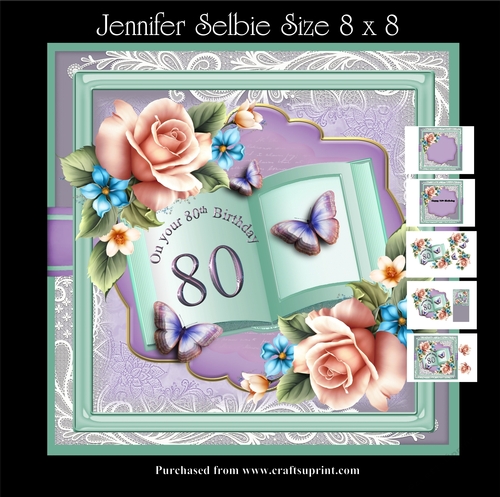 80th Female Birthday Book in Lilac and Min
