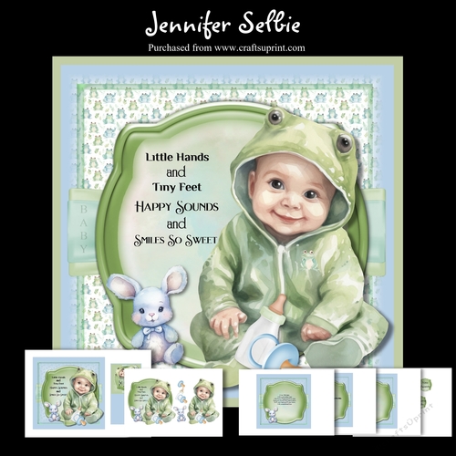 Baby in a cute frog suit 8x8