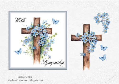 Sympathy Forget-me-nots on a wooden cross (2)