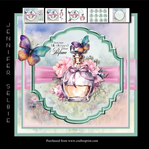 Perfume Bottle with Butterflies and Flowers