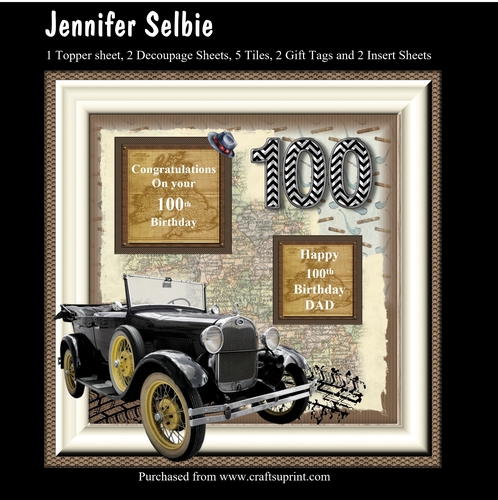 100th Male Birthday with car on map