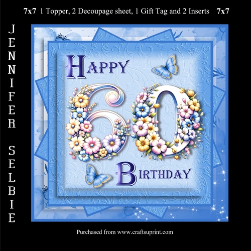 60th Birthday in Flowers fits 7x7
