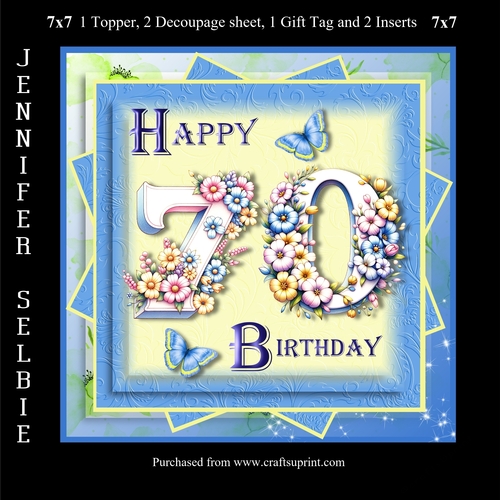 70th Birthday in Flowers fits 7x7