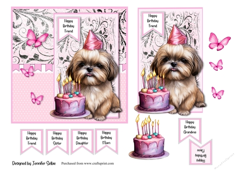 Cute Little dog with Birthday cake