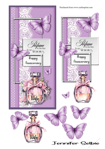 Wife Anniversary Card with Lilac Perfume bottle