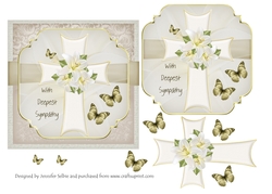 Cross and Butterfies Sympathy Card