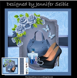 Blue Bag and Shoes with Butterflies