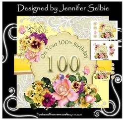 100th Birthday Card Female with Flowers in Yellow