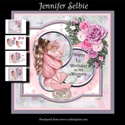 Mummys 1st Birthday Card - Girl